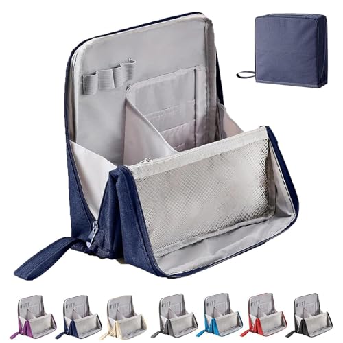 Mehrzweck-Stand-Make-up-Tasche aus Oxford-Stoff mit großer Kapazität, Make-up-Organizer mit Fächern, tragbarer Kulturbeutel for Make-up-Pinsel(Navy) von EDAT