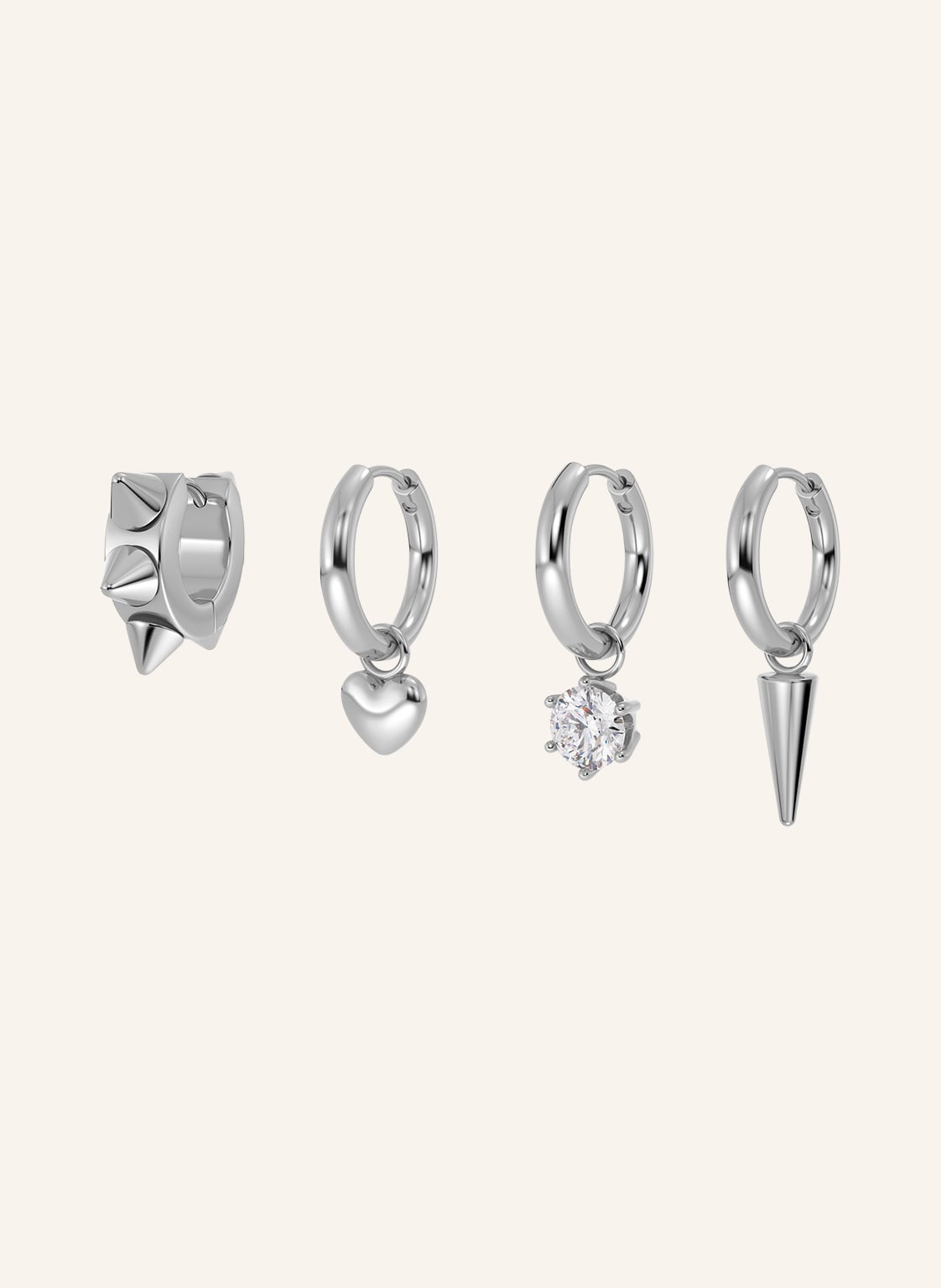 Edblad 4er-Set Creolen Peak One Heart silber von EDBLAD