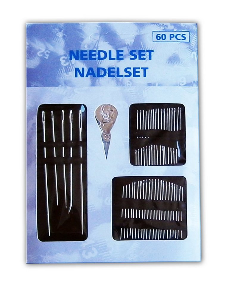 EDCO Anstecknadel Set NADELSET 60-tlg Nähnadeln Nadeln Set Nähnadelset Handnähnadeln 71 (60-tlg), Einfädler von EDCO