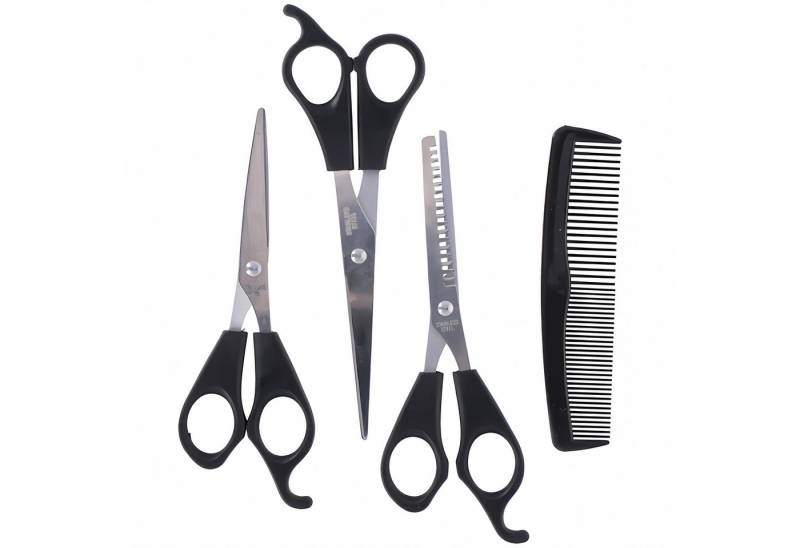 EDCO Haarschere HAARSCHNEIDE SET 4-teilig aus Edelstahl Modellierscher Kamm 18, (4-tlg), Friseurscheren Haarschere Effilierschere Friseurschere Schere von EDCO