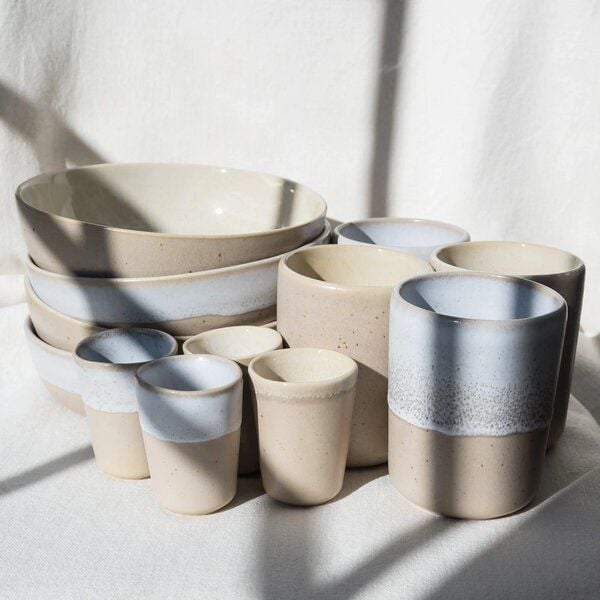 EDDA stoneware Breakfast Geschirr Set Mixed - Weiß und Beige aus Steingut (handgemacht) von EDDA stoneware
