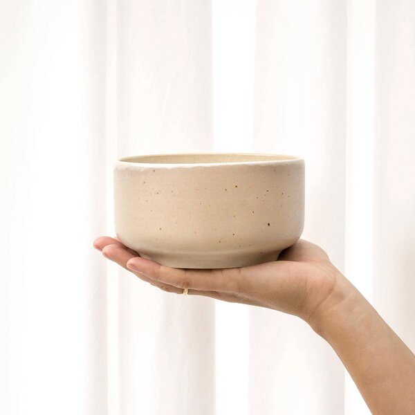 EDDA stoneware Handgemachte Steingut Schüssel Eelina - Cappuccino Beige (ø 13,5 x 7,5 cm, 0,65 L) von EDDA stoneware