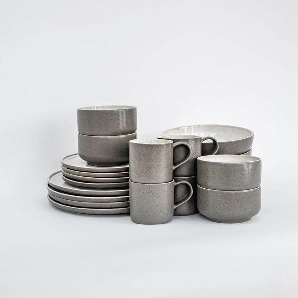 EDDA stoneware Komplett Set Ddoria - Granit Grau aus Steingut (handgemacht) von EDDA stoneware