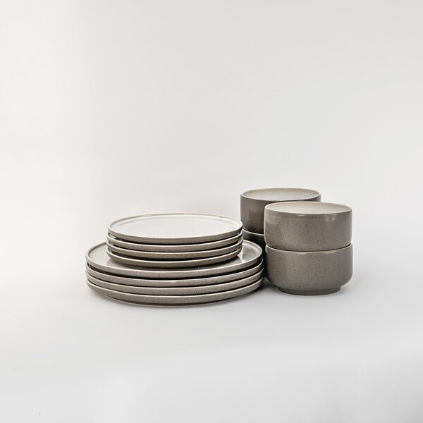 EDDA stoneware Lunch Geschirr Set Ddoria - Granit Grau aus Steingut (handgemacht) von EDDA stoneware