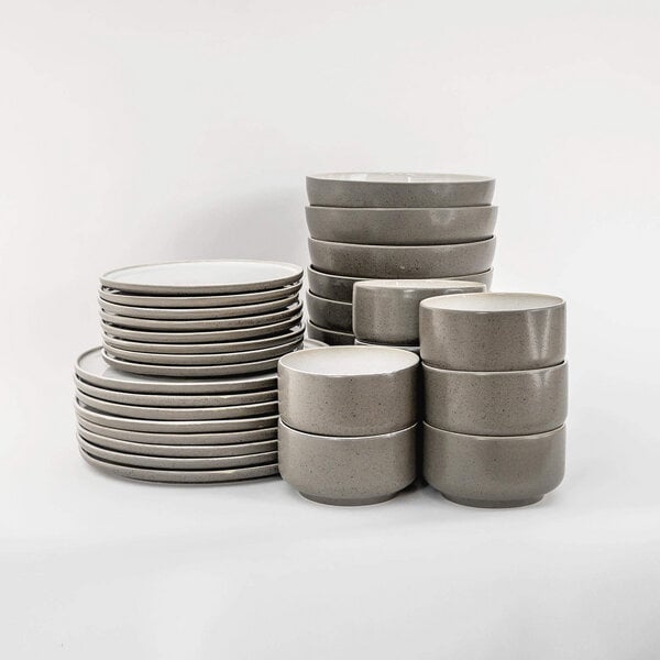 EDDA stoneware Mehrteiliges Geschirr Set Ddoria - Granit Grau aus Steingut (handgemacht) von EDDA stoneware