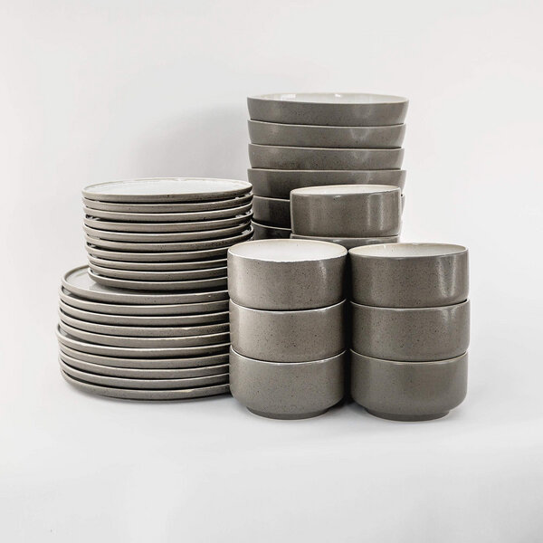 EDDA stoneware Mehrteiliges Geschirr Set Ddoria - Granit Grau aus Steingut (handgemacht) von EDDA stoneware