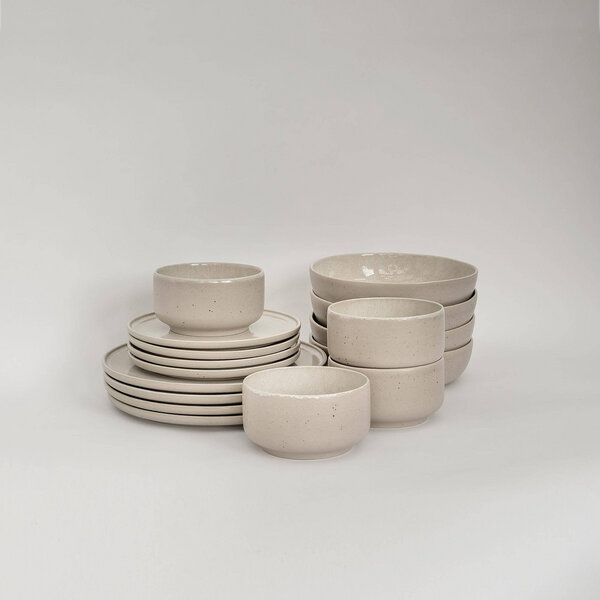 EDDA stoneware Mehrteiliges Geschirr Set Eelina - Cappuccino Beige aus Steingut (handgemacht) von EDDA stoneware