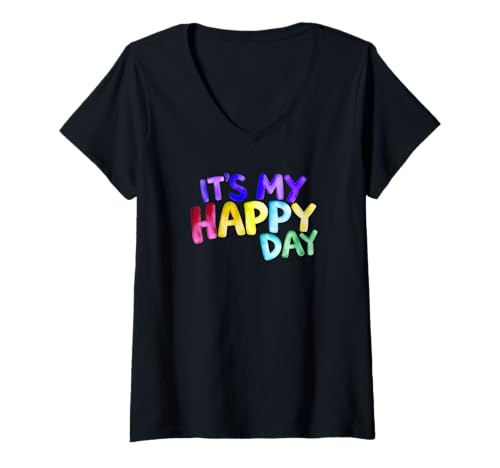 Damen Aquarell-Design – It's My Happy Day 2 – Fan Fun T-Shirt mit V-Ausschnitt Damen Aquarell-Design – It's My Happy Day 2 – Fan Fun T-Shirt mit V-Ausschnitt von EDDArt