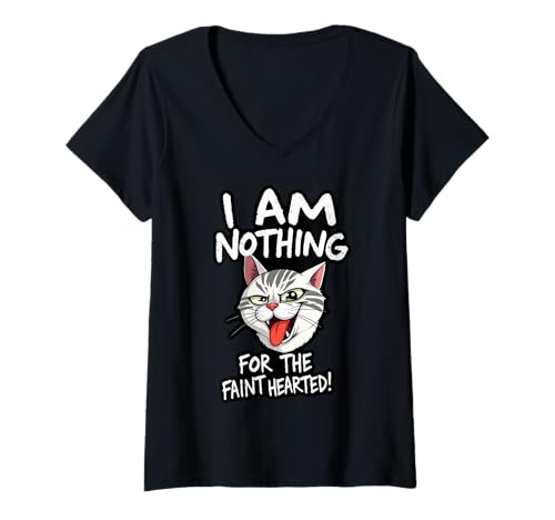 Damen Crazy Cat - FÜR SCHWACHE NERVEN 1 - Fan Fun T-Shirt mit V-Ausschnitt von EDDArt