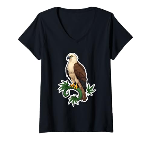 Damen Greifvogel sitzt auf einer Cannabisrebe 1 - Fan Fun T-Shirt mit V-Ausschnitt von EDDArt