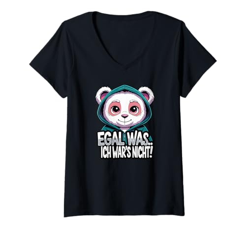 Damen Lächelnder Niedlicher Teddy - EFAL WAS - ICH WARS NICHT 1 T-Shirt mit V-Ausschnitt von EDDArt