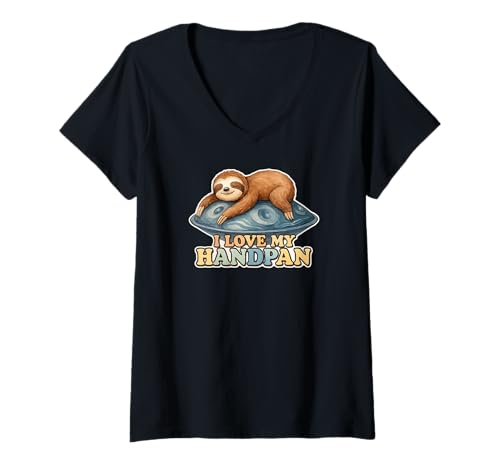 Damen Pantam - Sloth with handpan and a Message 1 - Fan Fun T-Shirt mit V-Ausschnitt Damen Pantam - Sloth with handpan and a Message 1 - Fan Fun T-Shirt mit V-Ausschnitt von EDDArt