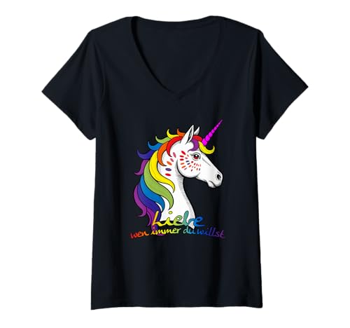 Damen Unicorn - Liebe Wen Immer du willst 2 - Fan Fun T-Shirt mit V-Ausschnitt von EDDArt