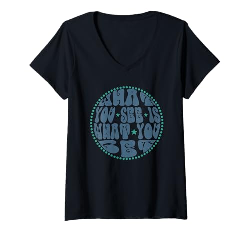 Damen What You See is What You Get - Retro Typeface 1 - Fan Fun T-Shirt mit V-Ausschnitt von EDDArt