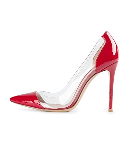 EDEFS 100mm Damen Pumps Stieletto High Heels in Lack Rote Größe EU39 von EDEFS