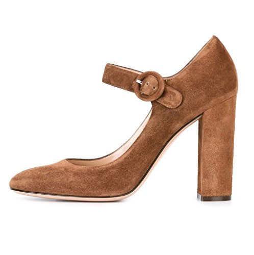 EDEFS 10CM Damen Blockabsatz Pumps Runde Zehe Mary Jane Halbschuhe Khaki Größe EU43 EDEFS 10CM Damen Blockabsatz Pumps Runde Zehe Mary Jane Halbschuhe Khaki Größe EU43 von EDEFS