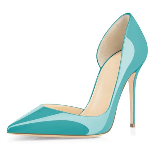 EDEFS Alltagstaugliche High Heels Stiletto Absatz 10CM D'Orsay Design für Büro Dates & Festivals Türkis EU39 von EDEFS