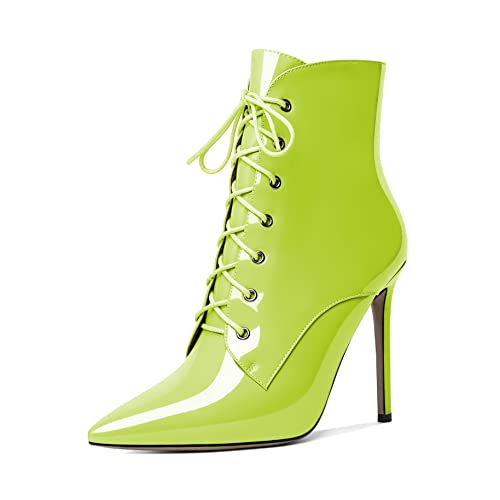EDEFS Boots Damen Spitze Zehenkappe Stiletto High Heel Schnürsenkel Komfort Herbst Winter Schuhe Hellgrün EU39 EDEFS Boots Damen Spitze Zehenkappe Stiletto High Heel Schnürsenkel Komfort Herbst Winter Schuhe Hellgrün EU39 von EDEFS
