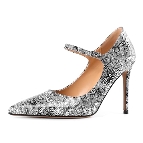 EDEFS Braut Mary Jane Pumps Damen Stilettoabsatz 4 Zoll in mit Spitzenschuh & Metall Akzenten Blume Weiß EU41 EDEFS Braut Mary Jane Pumps Damen Stilettoabsatz 4 Zoll in mit Spitzenschuh & Metall Akzenten Blume Weiß EU41 von EDEFS