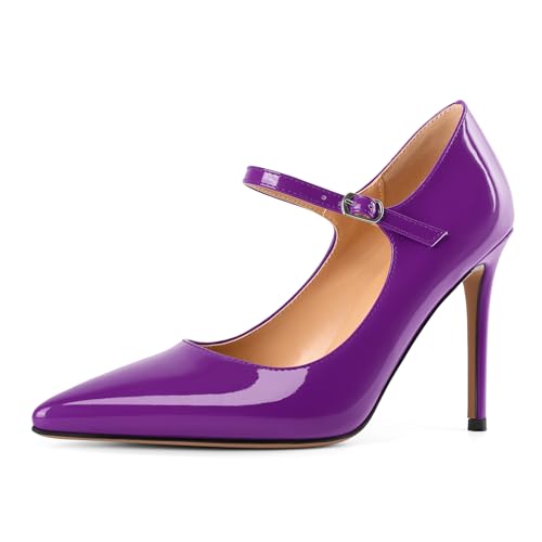 EDEFS Braut Mary Jane Pumps Damen Stilettoabsatz 4 Zoll in mit Spitzenschuh & Metall Akzenten Lila EU41 EDEFS Braut Mary Jane Pumps Damen Stilettoabsatz 4 Zoll in mit Spitzenschuh & Metall Akzenten Lila EU41 von EDEFS