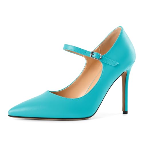 EDEFS Büro zur Party Mary Jane Pumps Damen 10 cm Stilettoabsatz & Spitzenschuh in Matt Optik Türkis EU39 EDEFS Büro zur Party Mary Jane Pumps Damen 10 cm Stilettoabsatz & Spitzenschuh in Matt Optik Türkis EU39 von EDEFS