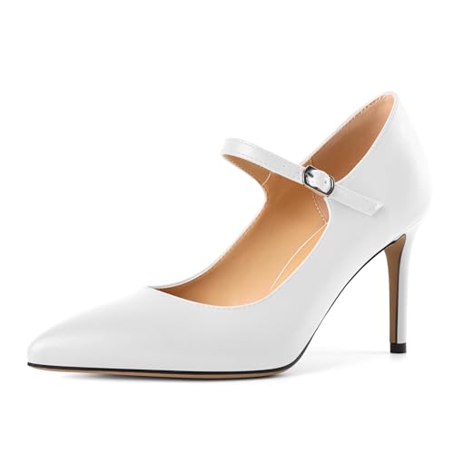 EDEFS Büro zur Party Mary Jane Pumps Damen 8,5 cm Stilettoabsatz & Spitzenschuh in Matt Optik Weiß EU39 EDEFS Büro zur Party Mary Jane Pumps Damen 8,5 cm Stilettoabsatz & Spitzenschuh in Matt Optik Weiß EU39 von EDEFS