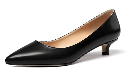 EDEFS Damen 3,5 cm Kitten Absatz Pumps Elegante Spitze Zehen Kleid Büro Schuhe Matt schwarz Größe EU36 von EDEFS