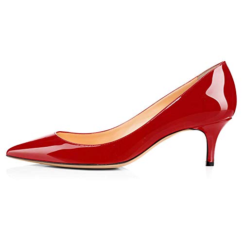 EDEFS Damen 6.5CM Kitten Heel Pumps Spitz Abendkleid Party Schuhe Rot Größe EU38 von EDEFS