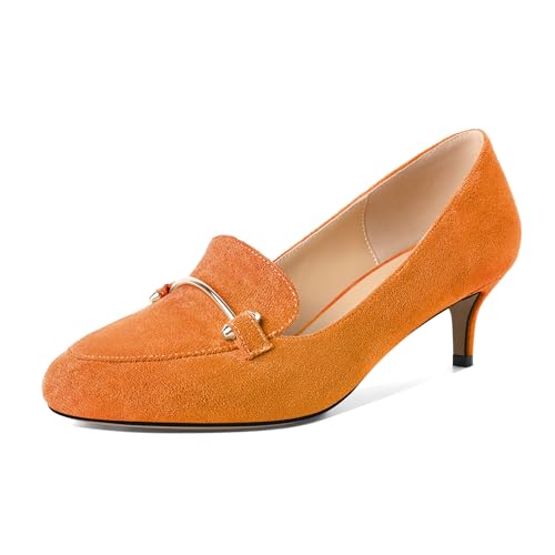 EDEFS Damen Arbeits Chic Kittenabsatz Loafer 5 cm Niedrigabsatz Schlupf Pumps Rundspitze Wildleder Elegante Übergang zu Hochzeit Party Orange EU39 EDEFS Damen Arbeits Chic Kittenabsatz Loafer 5 cm Niedrigabsatz Schlupf Pumps Rundspitze Wildleder Elegante Übergang zu Hochzeit Party Orange EU39 von EDEFS
