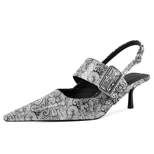 EDEFS Damen Architektonische Spitzzahn Pumps Slingback mit 2 Zoll Kätzchenabsatz & Mary Jane Hochzeits Styling & Arbeits Selbstbewusstsein Blume Weiß EU40 EDEFS Damen Architektonische Spitzzahn Pumps Slingback mit 2 Zoll Kätzchenabsatz & Mary Jane Hochzeits Styling & Arbeits Selbstbewusstsein Blume Weiß EU40 von EDEFS
