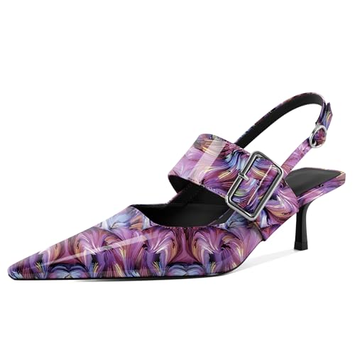 EDEFS Damen Architektonische Spitzzahn Pumps Slingback mit 2 Zoll Kätzchenabsatz & Mary Jane Hochzeits Styling & Arbeits Selbstbewusstsein Floral Lila EU40 EDEFS Damen Architektonische Spitzzahn Pumps Slingback mit 2 Zoll Kätzchenabsatz & Mary Jane Hochzeits Styling & Arbeits Selbstbewusstsein Floral Lila EU40 von EDEFS