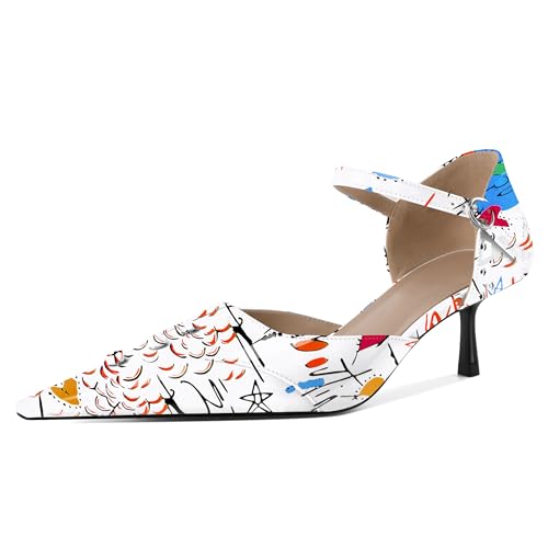 EDEFS Damen Architektonisches Spitzzahn Design 5 cm Niedrigabsatz Mary Jane Pumps Dreifach Schnallen Knöchelriemen System Graffiti Weiß EU37 EDEFS Damen Architektonisches Spitzzahn Design 5 cm Niedrigabsatz Mary Jane Pumps Dreifach Schnallen Knöchelriemen System Graffiti Weiß EU37 von EDEFS