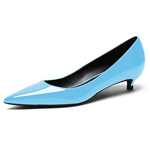 EDEFS Damen Basic Pumps,Kitten-Heel Schuhe,Elegante Pumps,Low Heel Blau Pumps Größe 36 von EDEFS