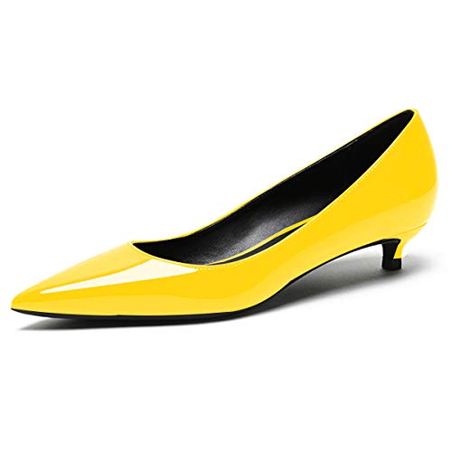 EDEFS Damen Basic Pumps,Kitten-Heel Schuhe,Elegante Pumps,Low Heel Gelb Pumps Größe 41 von EDEFS