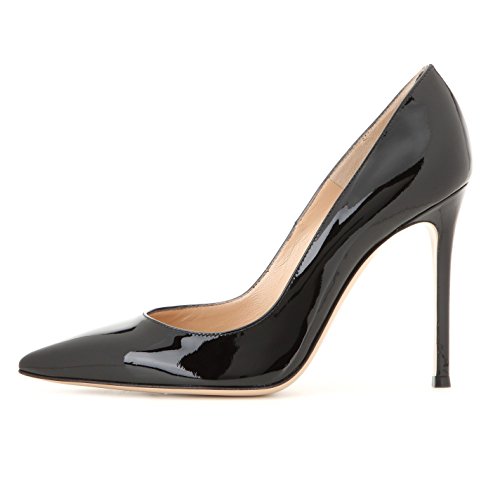 EDEFS Damen Basic Pumps Party Stilettos Lack Schwarz Schuhe für Abschlussball Hochzeit Größe EU39 von EDEFS