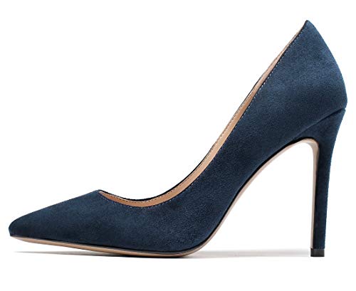 EDEFS Damen Comfort Fashion Pumps 100mm High Heel Basic Pumps Klassisches Abendschuhe Navy EU40 von EDEFS