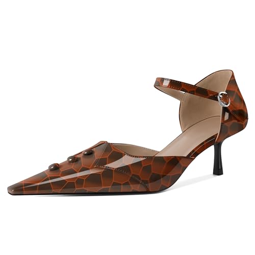 EDEFS Damen Dreifach Schnallen Detail Pumps Mary Jane Kätzchenabsatz 5 cm Niedrigabsatz Spitzer Zeh mit Spiegelglanz Optik Leuchtendes Orange EU35 EDEFS Damen Dreifach Schnallen Detail Pumps Mary Jane Kätzchenabsatz 5 cm Niedrigabsatz Spitzer Zeh mit Spiegelglanz Optik Leuchtendes Orange EU35 von EDEFS