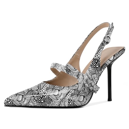 EDEFS Damen Dynamische Slingback Pumps 10 cm Hoher Absatz Spitzer Zeh & Dreifach Knöchelriemen System für Party Power Blume Weiß EU39 EDEFS Damen Dynamische Slingback Pumps 10 cm Hoher Absatz Spitzer Zeh & Dreifach Knöchelriemen System für Party Power Blume Weiß EU39 von EDEFS
