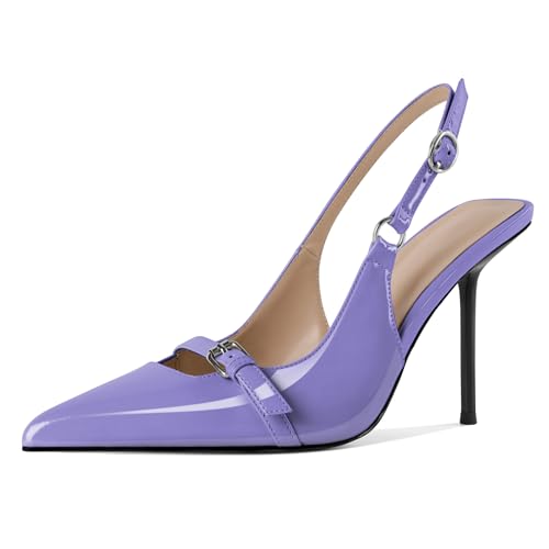 EDEFS Damen Farbverlauf Schnallen System Stiletto Absatz 10 cm Slingback Spitzzahn & Patentleder Verschmelzung Hellviolett EU41 EDEFS Damen Farbverlauf Schnallen System Stiletto Absatz 10 cm Slingback Spitzzahn & Patentleder Verschmelzung Hellviolett EU41 von EDEFS