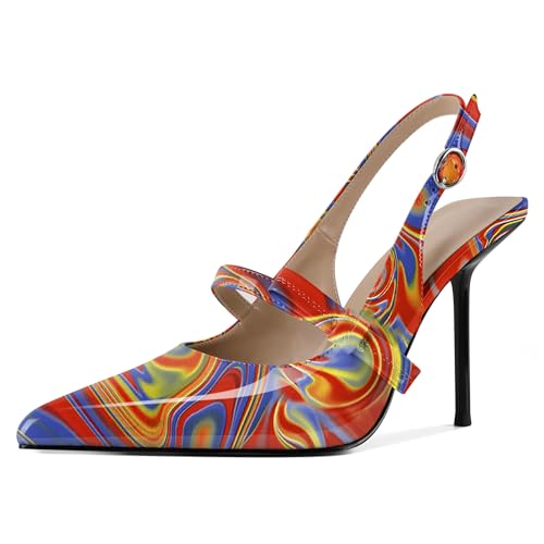 EDEFS Damen Farbverlauf Slingback Pumps 10 cm Hoher Absatz er Spitzer Zeh & Knöchelriemen Kontrastdesign Heatmap EU41 EDEFS Damen Farbverlauf Slingback Pumps 10 cm Hoher Absatz er Spitzer Zeh & Knöchelriemen Kontrastdesign Heatmap EU41 von EDEFS