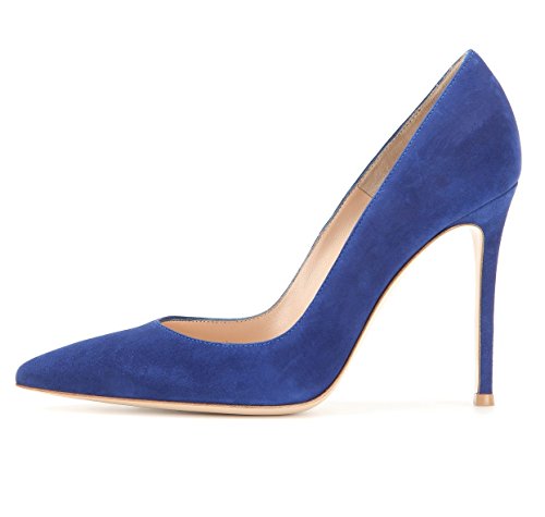 EDEFS Damen Fashion Pumps Pointed Toe Stiletto Schuhe Blau Größe EU37 von EDEFS