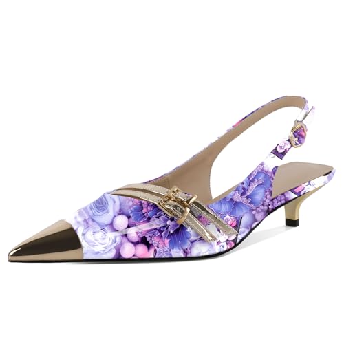 EDEFS Damen Flüssigglanz Slingback 3,5 cm Kätzchenabsatz Pumps mit Spitzem Zeh & Schnalle Party Nächte & Arbeits Selbstbewusstsein Lila Pfingstrose EU40 EDEFS Damen Flüssigglanz Slingback 3,5 cm Kätzchenabsatz Pumps mit Spitzem Zeh & Schnalle Party Nächte & Arbeits Selbstbewusstsein Lila Pfingstrose EU40 von EDEFS