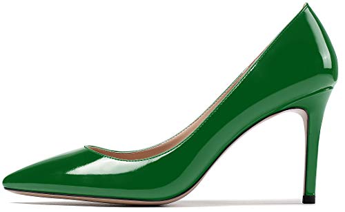 EDEFS Damen Geschlossen Pumps Stilettos Lack Schuhe Elegant Mädchen High Heels Grün Größe EU41 von EDEFS