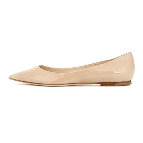 EDEFS Damen Geschlossene Ballerinas Klassische Flache Slipper Flats Halbschuhe Beige Größe EU39 von EDEFS