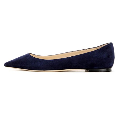 EDEFS Damen Geschlossene Ballerinas Klassische Flache Slipper Flats Halbschuhe Navy Größe EU35 von EDEFS