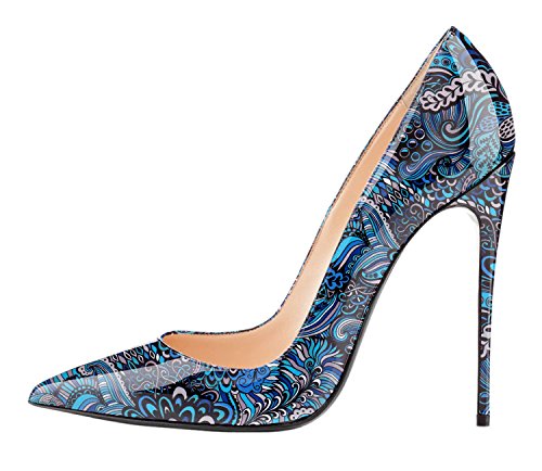 EDEFS Damen High Heel Klassische Abendschuhe Pumps Blue Schuhe Größe EU38 von EDEFS