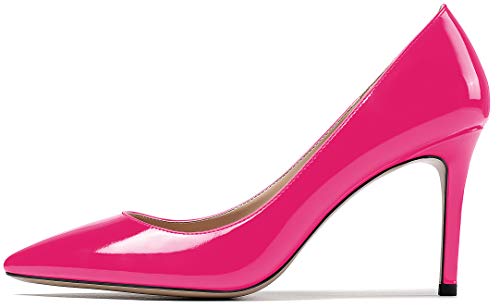 EDEFS Damen High Heel Klassische Abendschuhe Spitze Zehen Hochzeit Pumps Pink EU37 von EDEFS