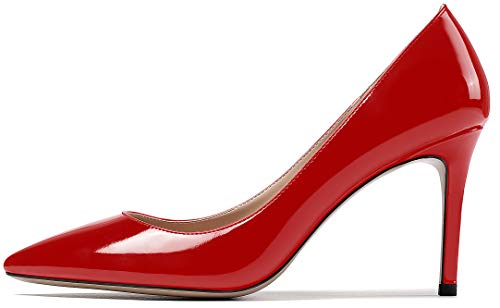 EDEFS Damen High Heel Klassische Abendschuhe Spitze Zehen Hochzeit Pumps Rot EU36 von EDEFS