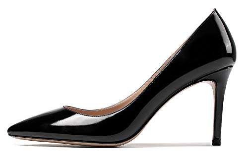 EDEFS Damen High Heel Klassische Abendschuhe Spitze Zehen Hochzeit Pumps Schwarz EU37 von EDEFS