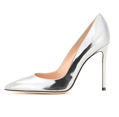 EDEFS Damen High Heel Schuhe Pfennig Stilettoabsatz Ital-Design Pumps Silber Größe EU41 von EDEFS